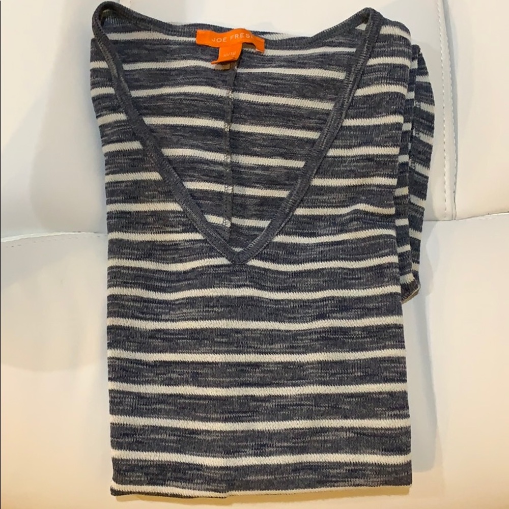 Cute blue and white striped, sexy v-neck shirt 😉
